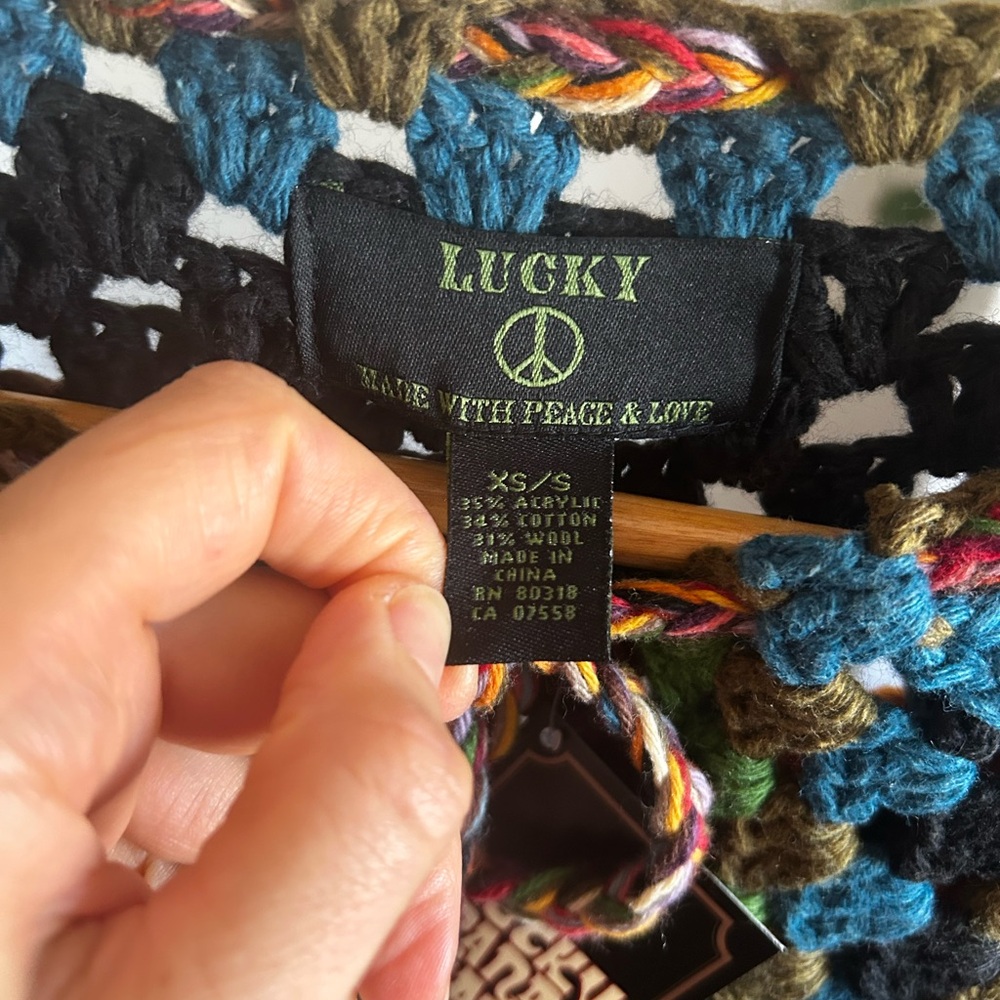 NWT Lucky Brand Crocheted Long Sweater - Picture 4 of 8